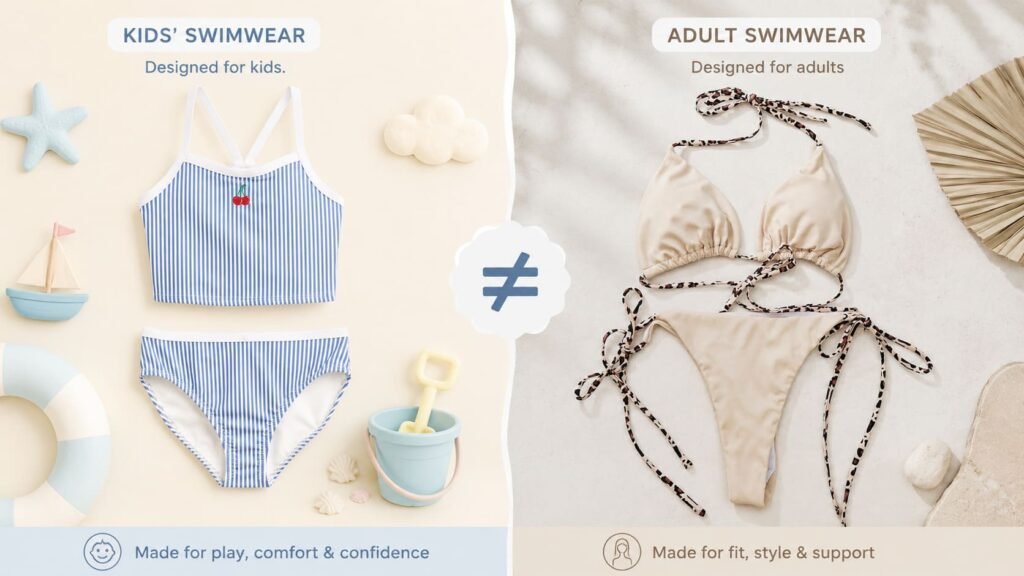 Children's swimwear is not simply a scaled-down version of adult swimwear.