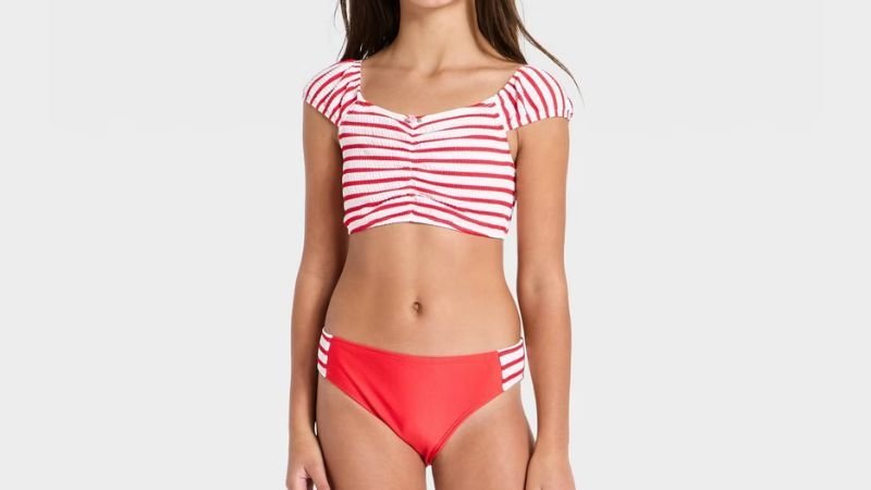 Girls' Rose Seersucker Bikini Set 