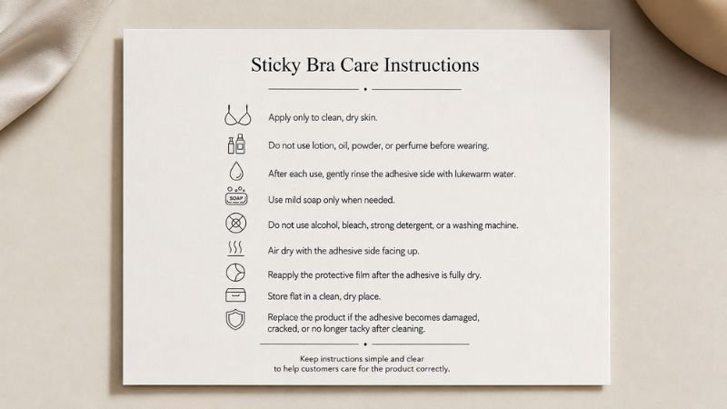 sticky bra care card